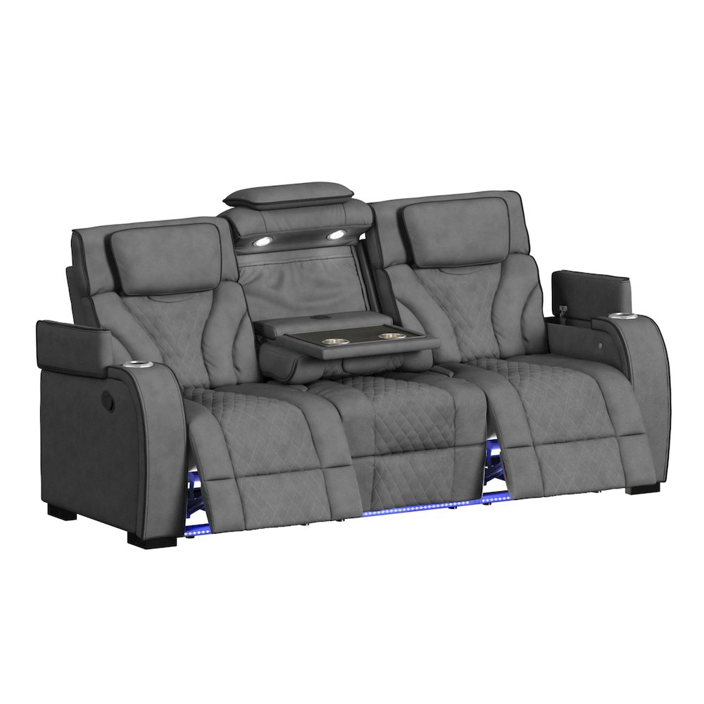 Tundra 3PC Living Room Set Simba Slate and Black Welt-Sofa, Loveseat & Recliner. Picture 3