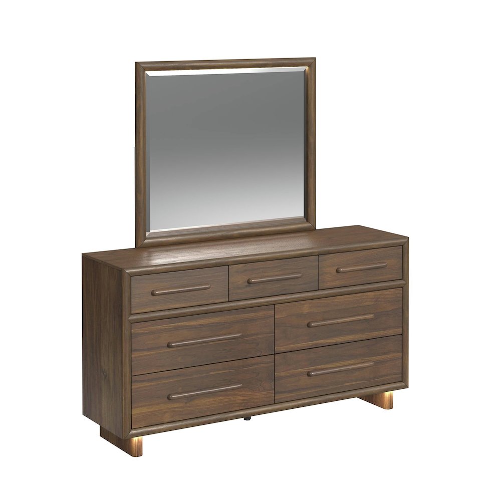 Perth Queen UPH 5PC Bedroom Set with Boucle Beige and LED in Brown. Picture 3