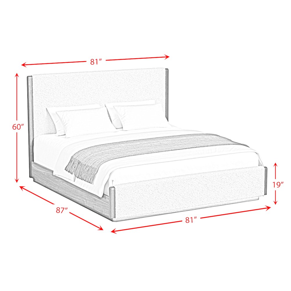 Perth  King UPH Bed with Boucle Beige and LED in Brown. Picture 7
