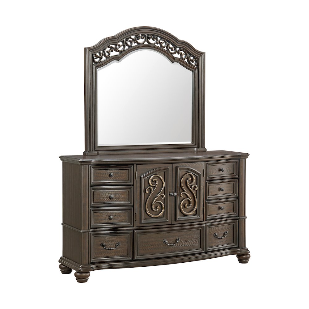 Brunswick Dresser and Mirror Set in Mahogany. Picture 1