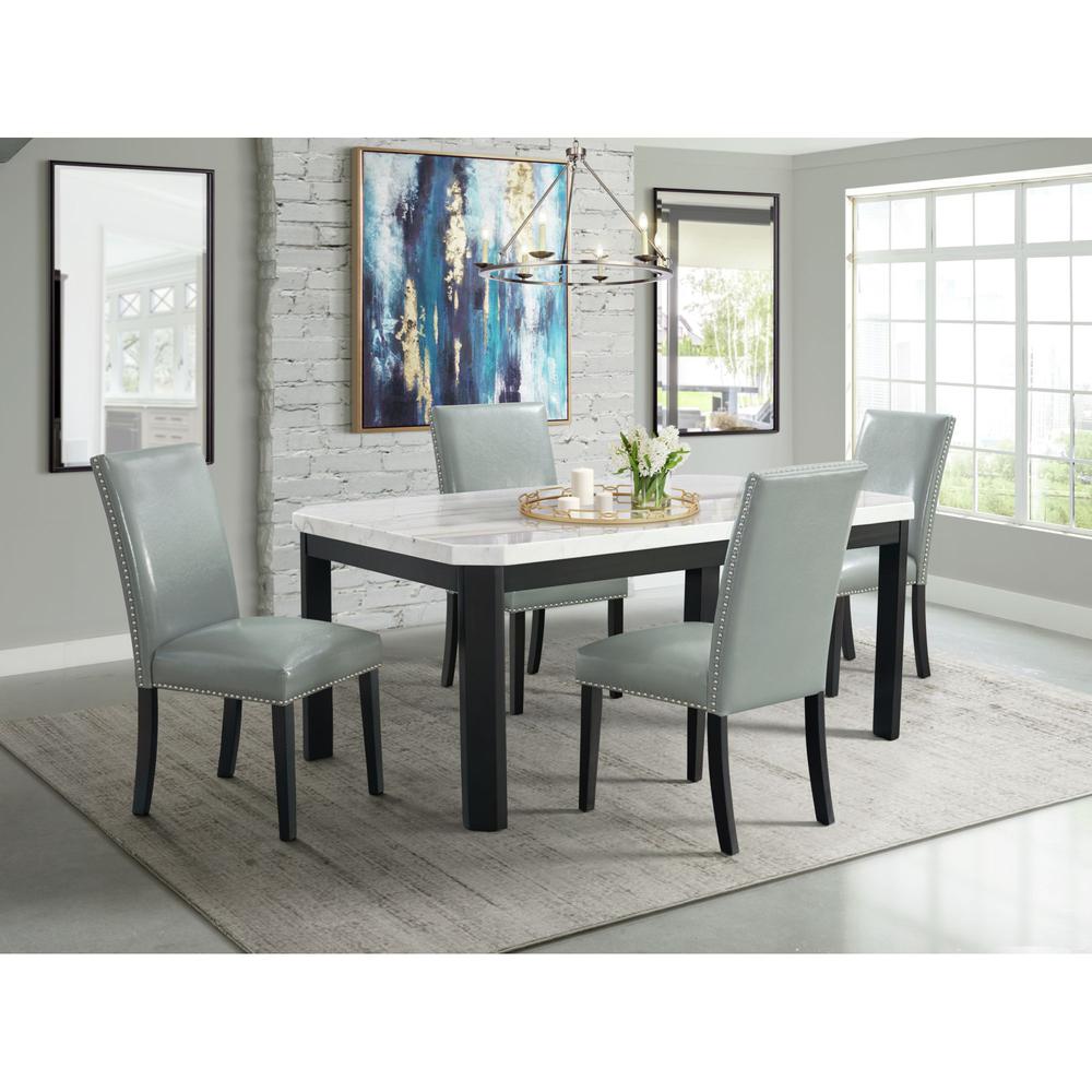 Pia Faux Leather Dining Side Chair Set in Grey. Picture 2