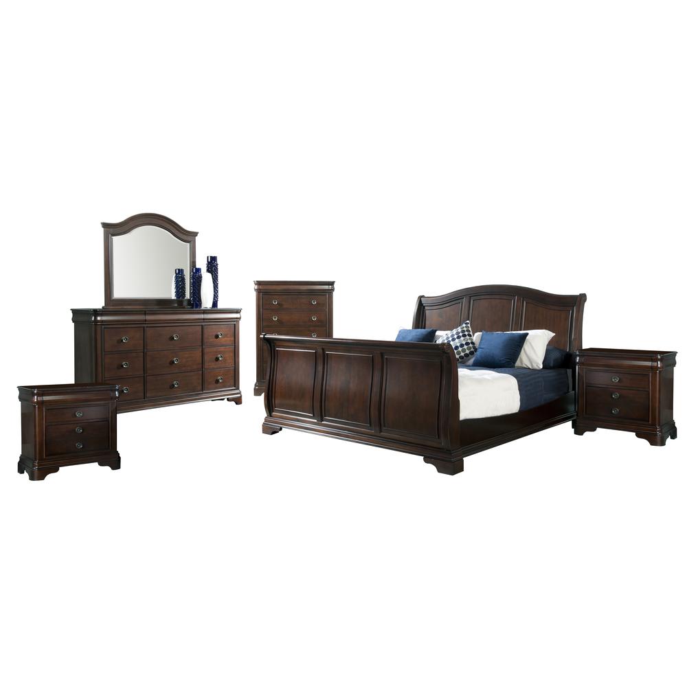 Conley Cherry King Sleigh 6PC Bedroom Set. Picture 1