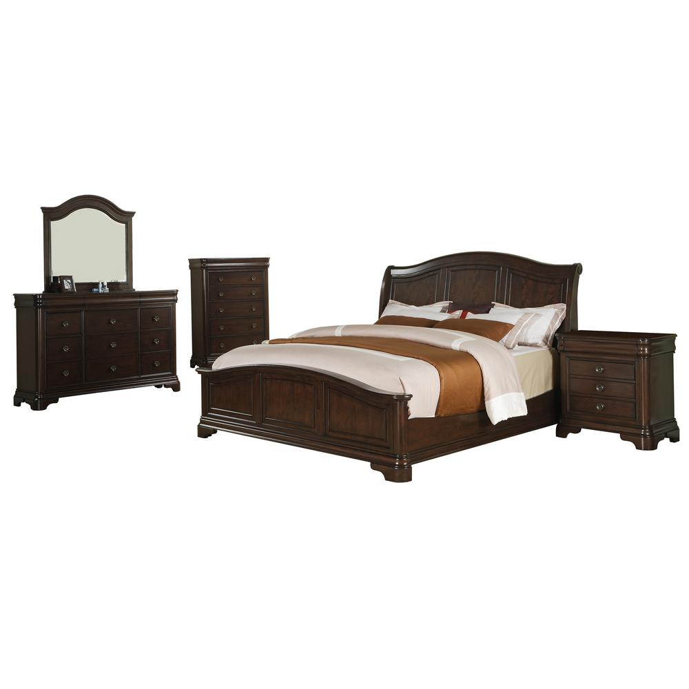 Conley Cherry Queen Panel 5PC Bedroom Set. Picture 1
