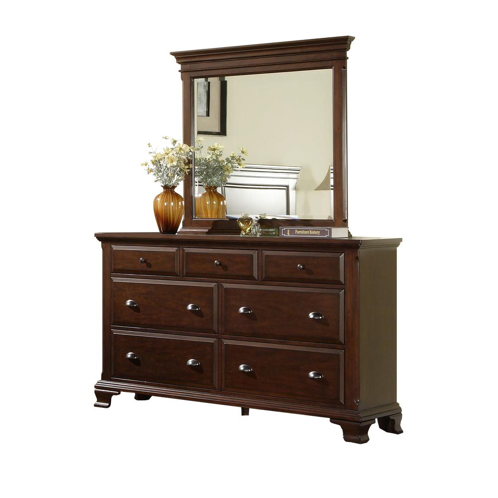 Brinley Cherry Dresser & Mirror Set. Picture 1