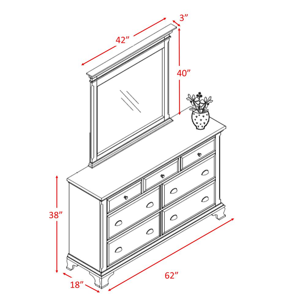 Brinley Cherry Dresser & Mirror Set. Picture 4