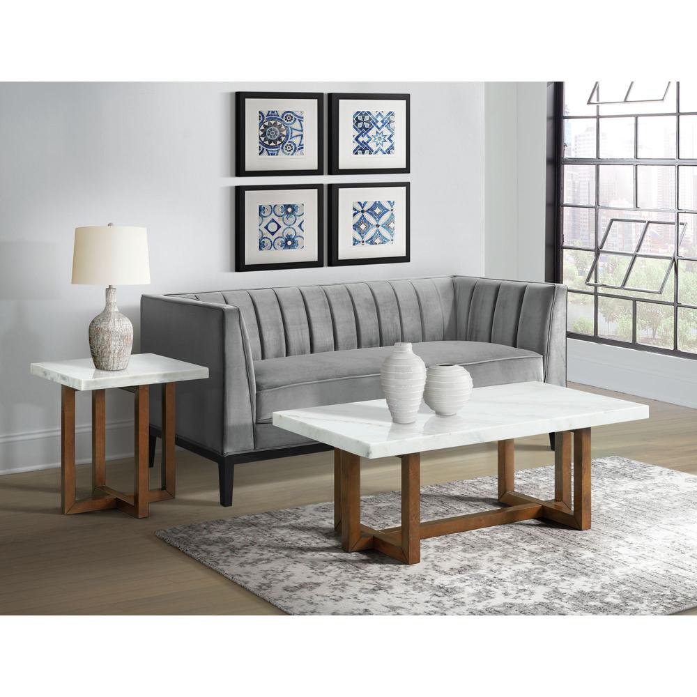 Meyers Marble Square End Table in White. Picture 2