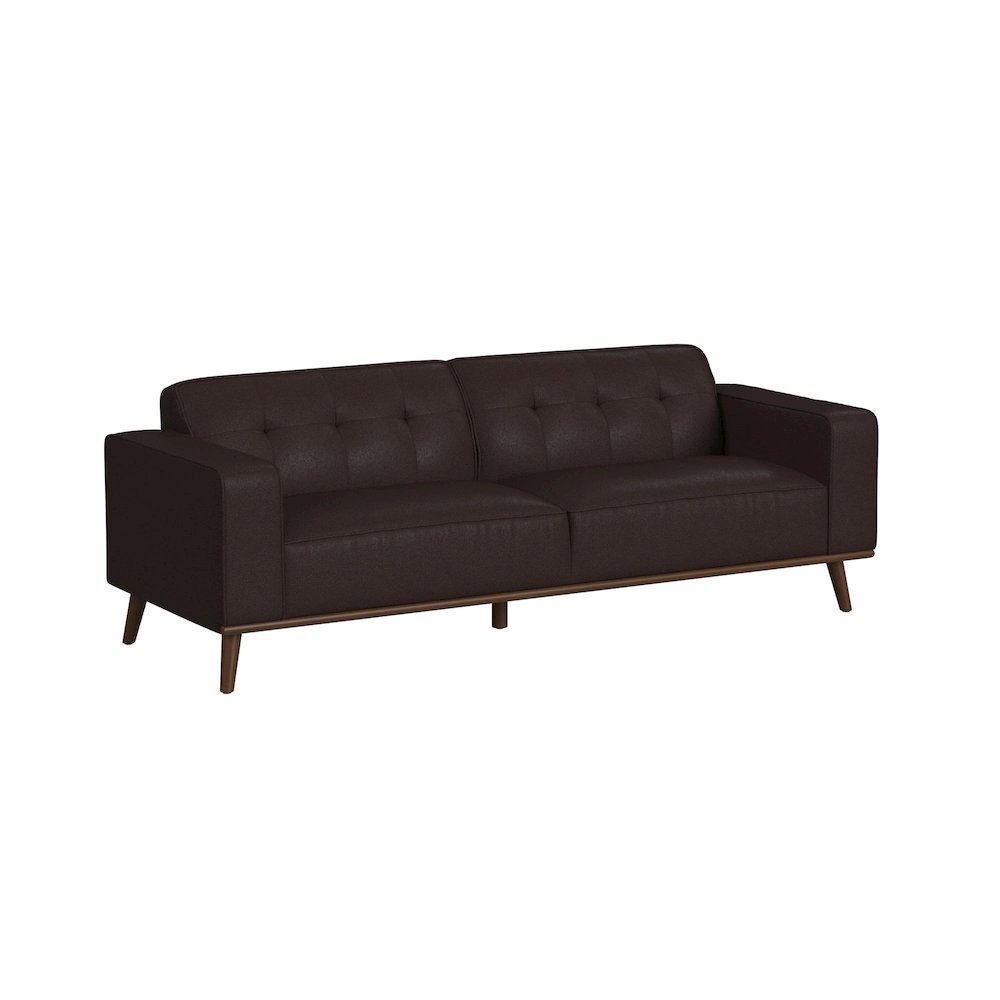 Destiny Sofa with Wood Front in Pebble Brown. Picture 1