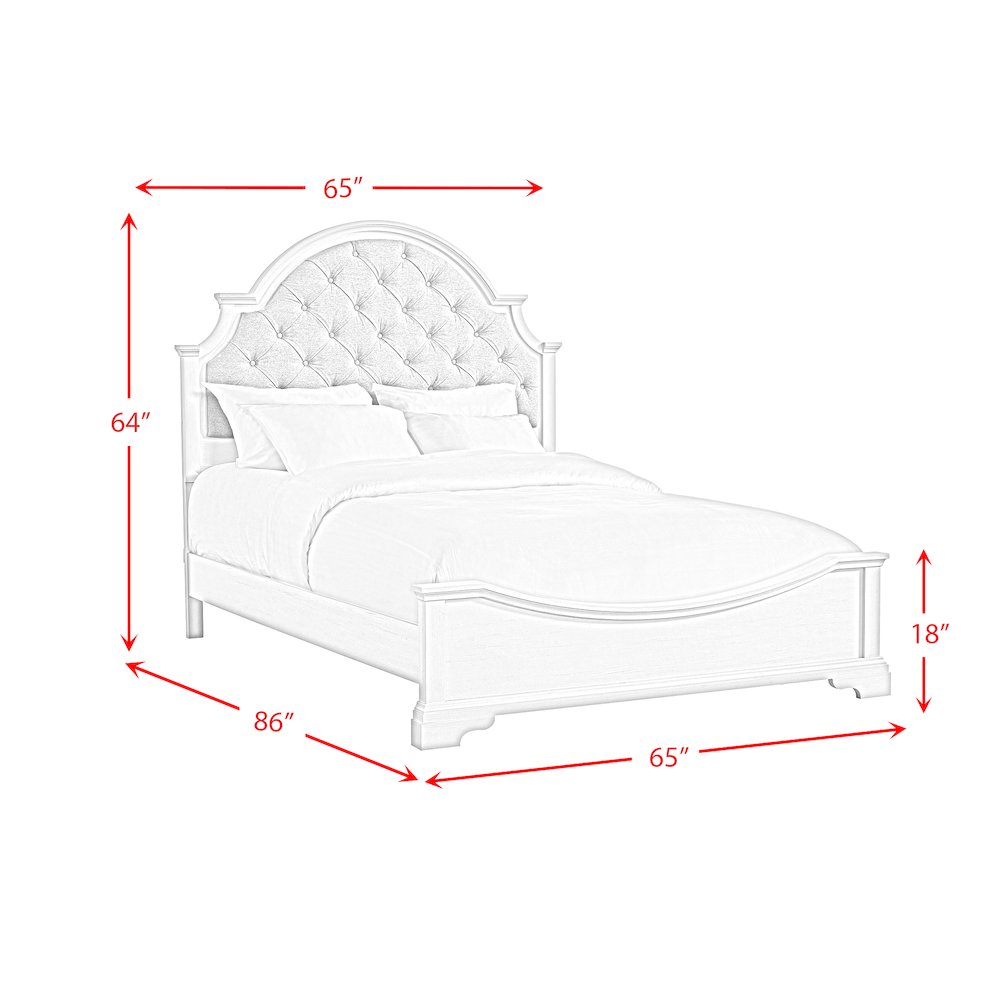 Ulysses Youth Queen UPH Bed in White. Picture 7