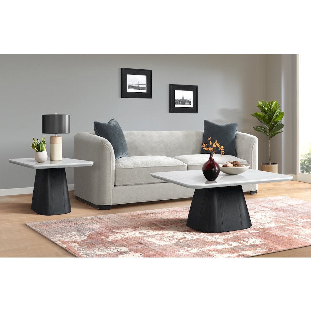 Yuri End Table in White and Black. Picture 6