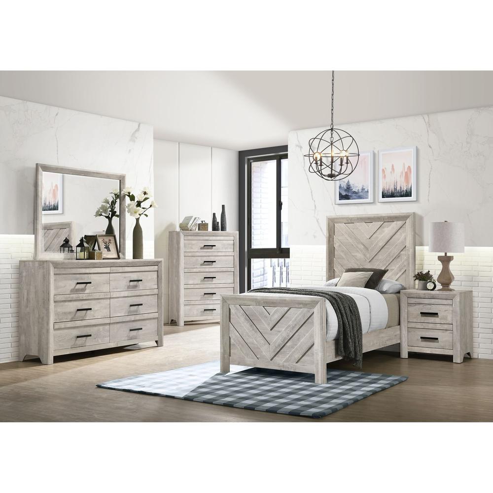 Keely Twin Panel 5PC Bedroom Set in White. Picture 2
