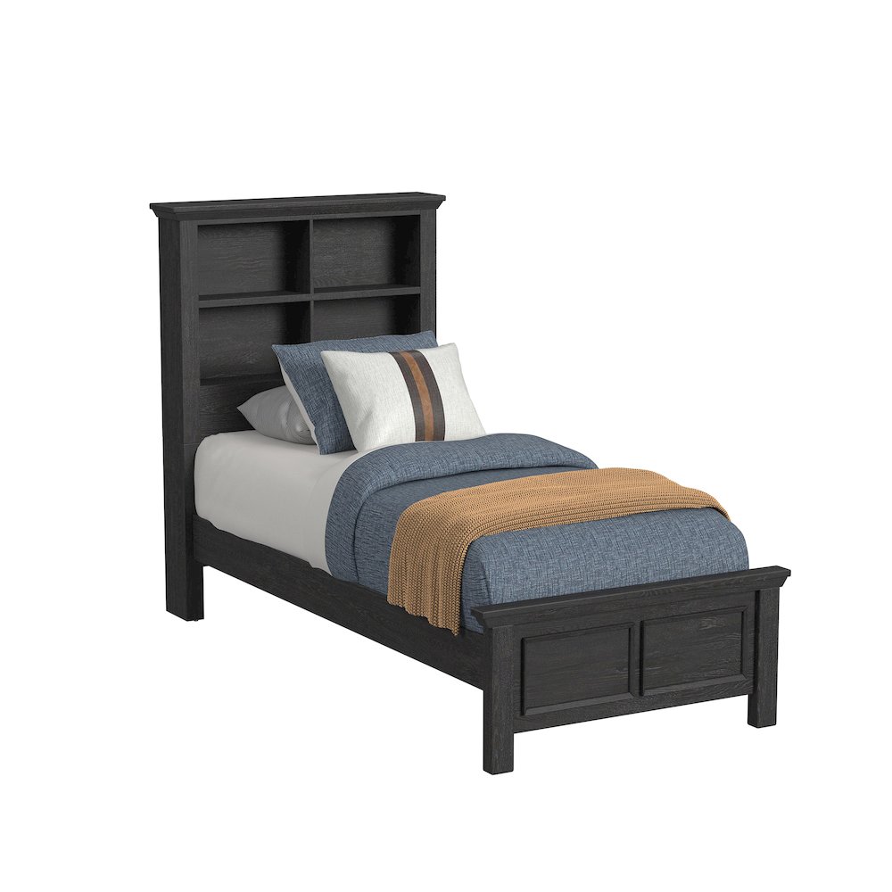 Hampton Kids Twin Bookcase Bed in Charcoal. Picture 1