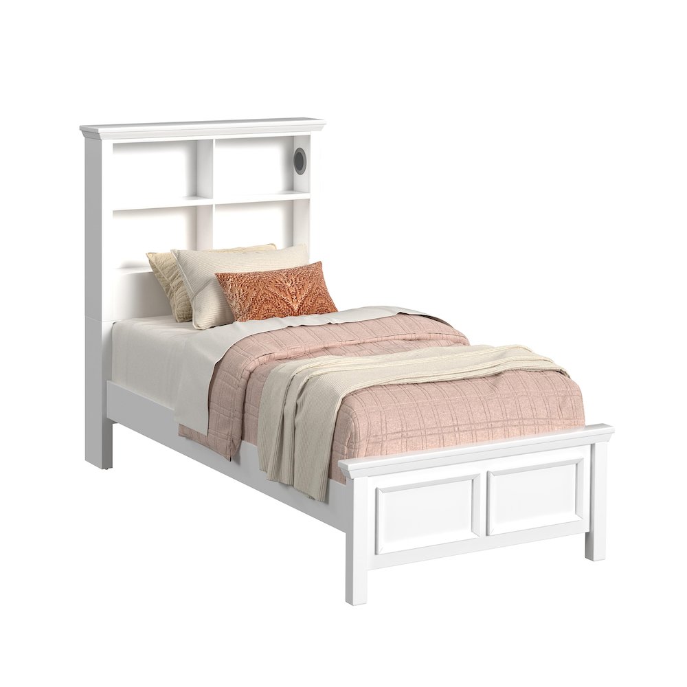 Hampton Kids Twin Bookcase Bed in White. Picture 1