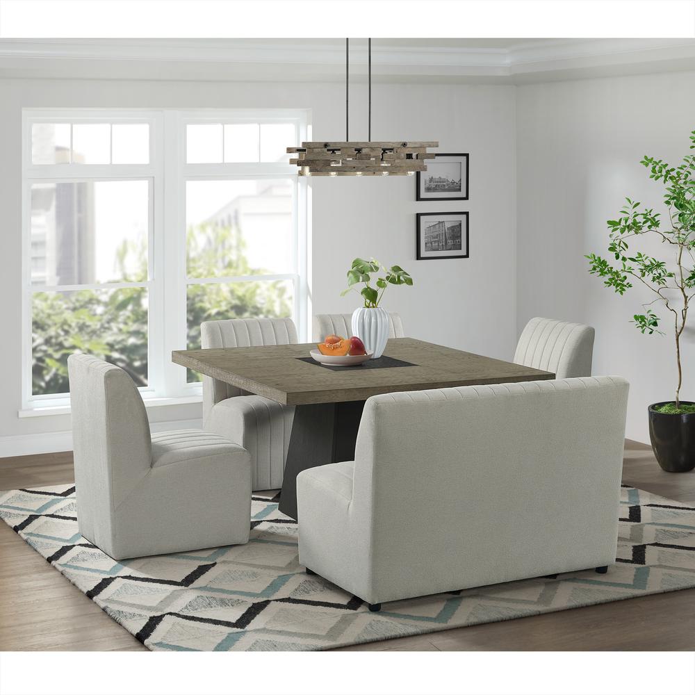 Rizzo Dining Bench in Beige Linen. Picture 6