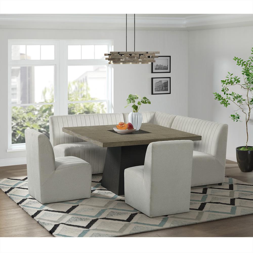 Rizzo Dining Bench in Beige Linen. Picture 7