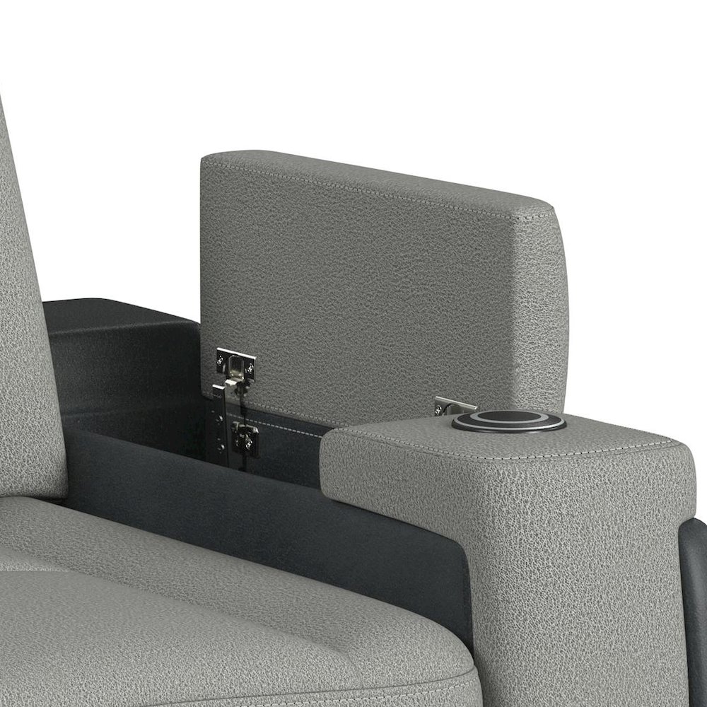 Power Motion Recliner, wireless charger and Cup holder in Rocky Cement/Charcoal. Picture 6