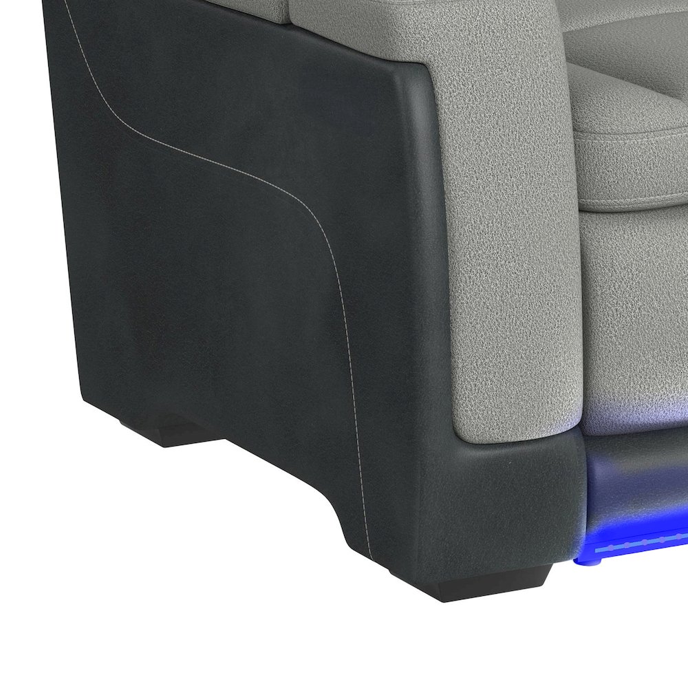 Power Motion Loveseat with Headrest, Led, and Console in Rocky Cement/Charcoal. Picture 6
