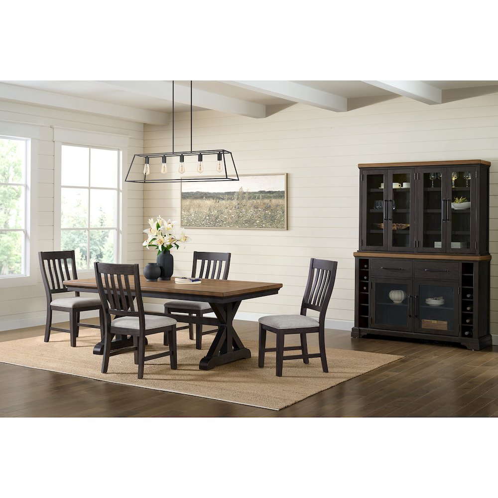 Johnshaven Server and Hutch with LED Light in Espresso and Brown. Picture 2