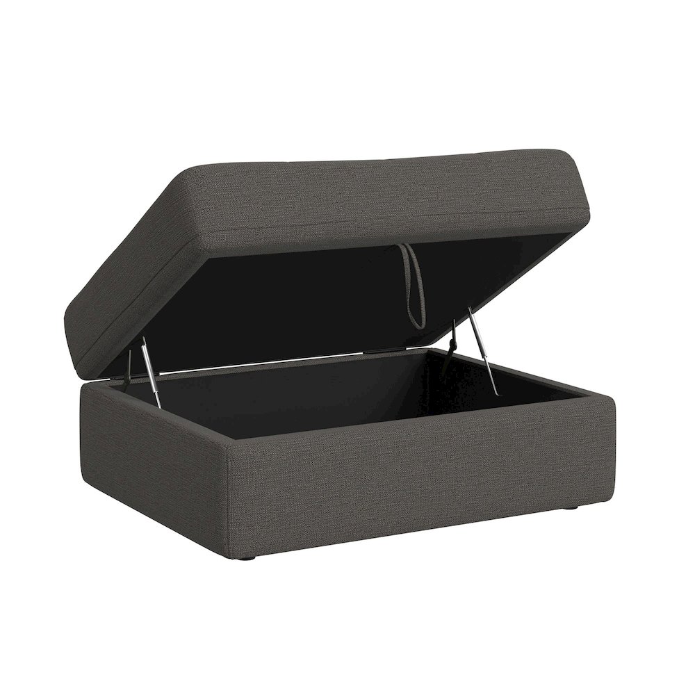 Options One Storage Ottoman in Palmer Plus Ash. Picture 2