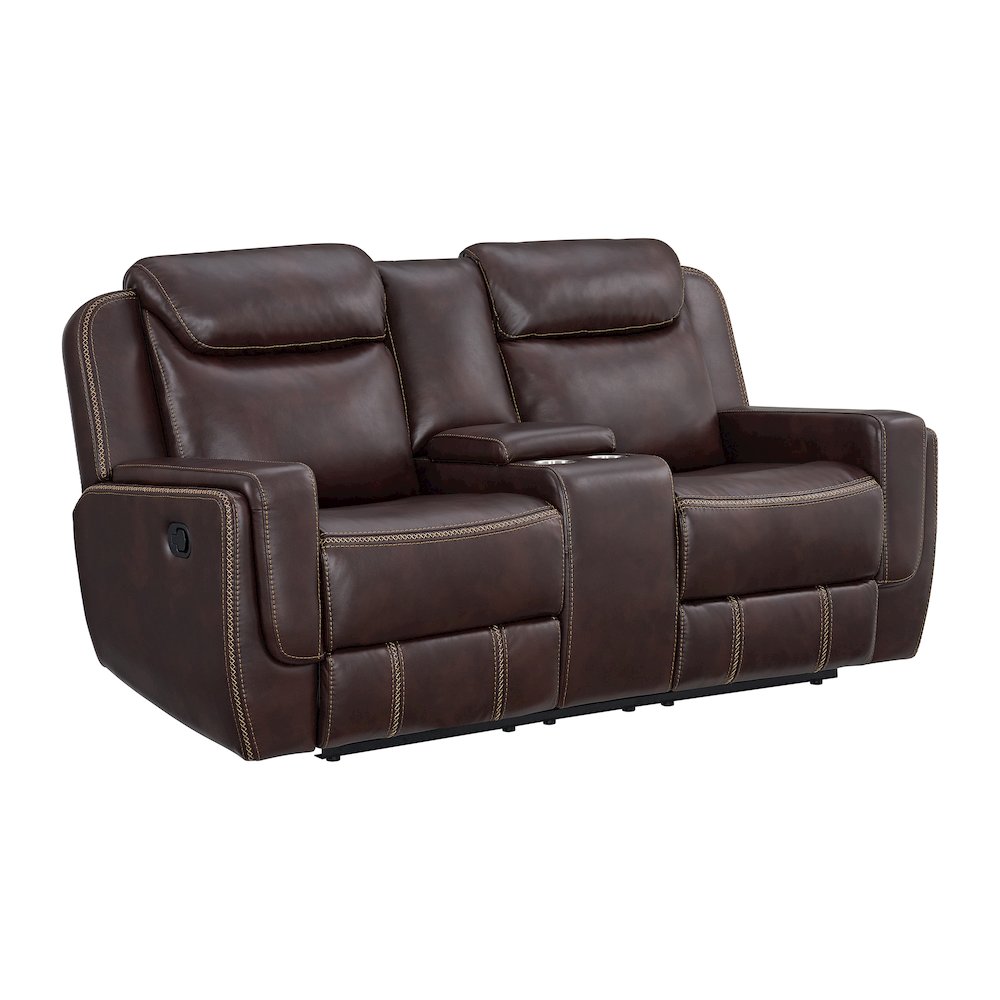 Lynx Motion Loveseat with Console in Neono Brown. Picture 1