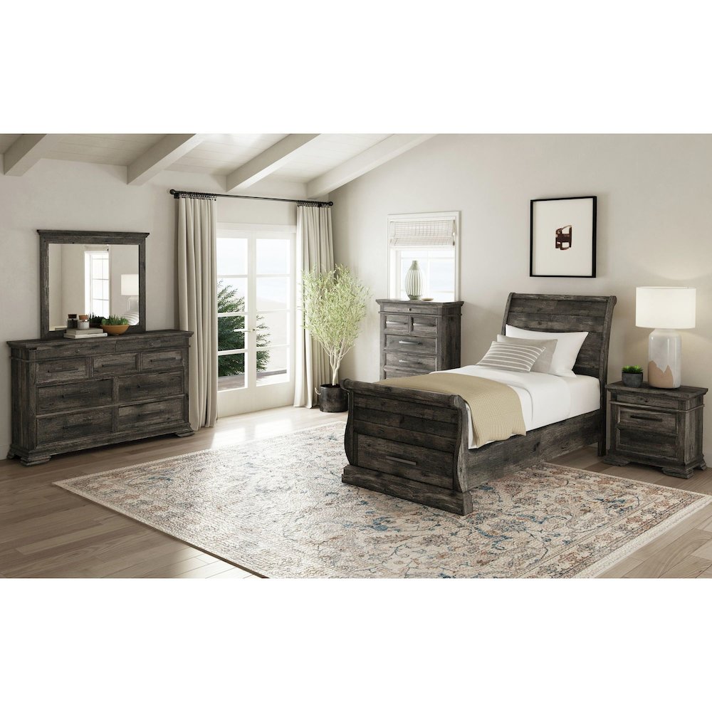 Park Ridge Twin Sleigh Storage Bed in Charcoal. Picture 6