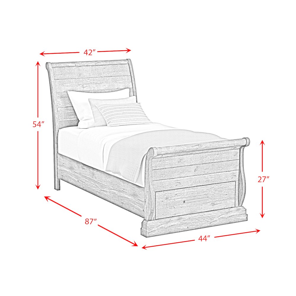 Park Ridge Twin Sleigh Storage Bed in Charcoal. Picture 8