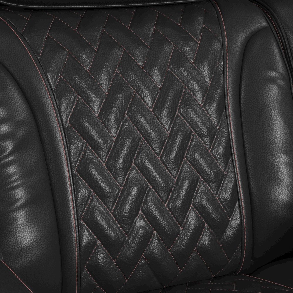 P3 Recliner with LED and wireless charger pocket in Jett Black, Red Stitching. Picture 6