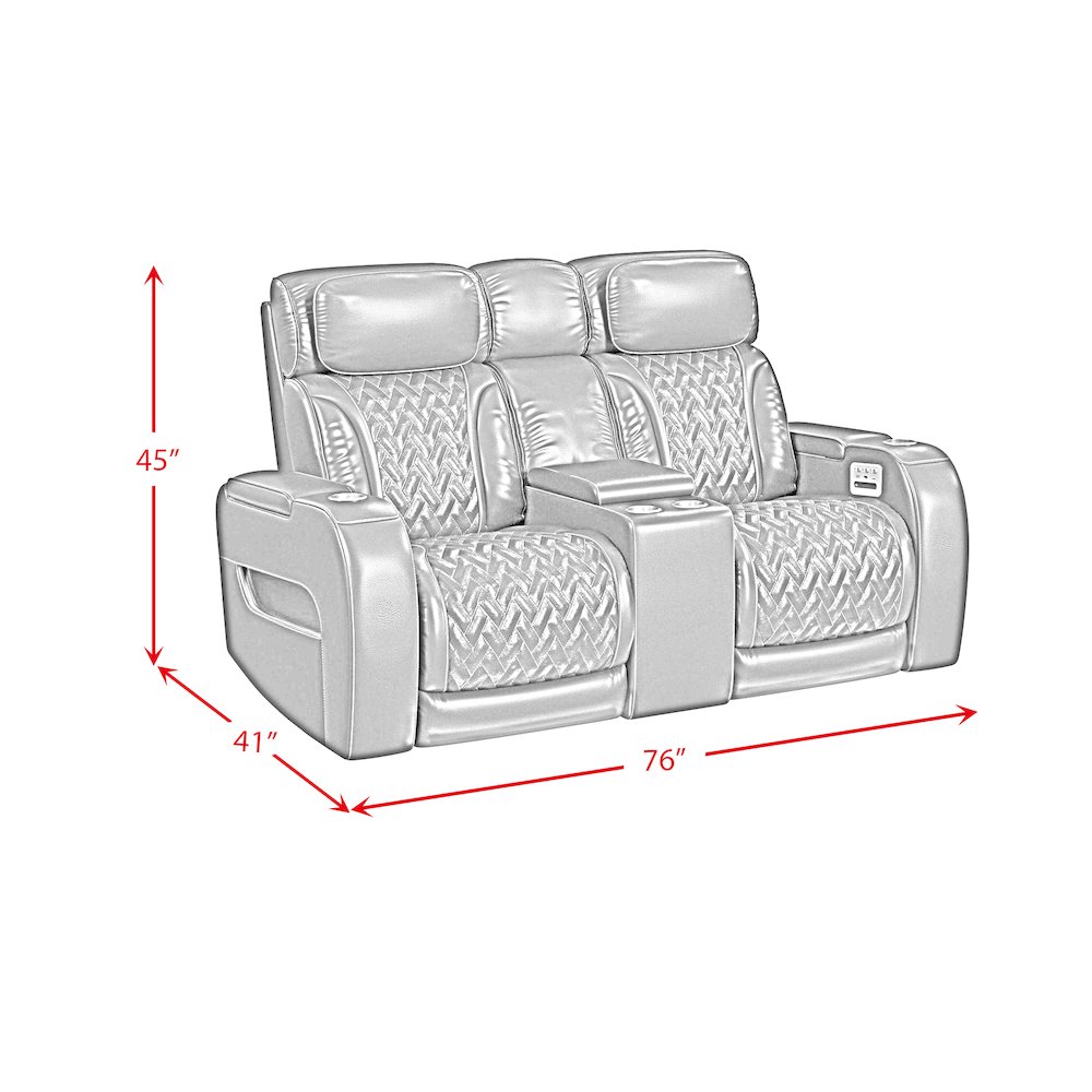 P3 Loveseat with LED, wireless charger pocket and Console in Jett Black. Picture 12