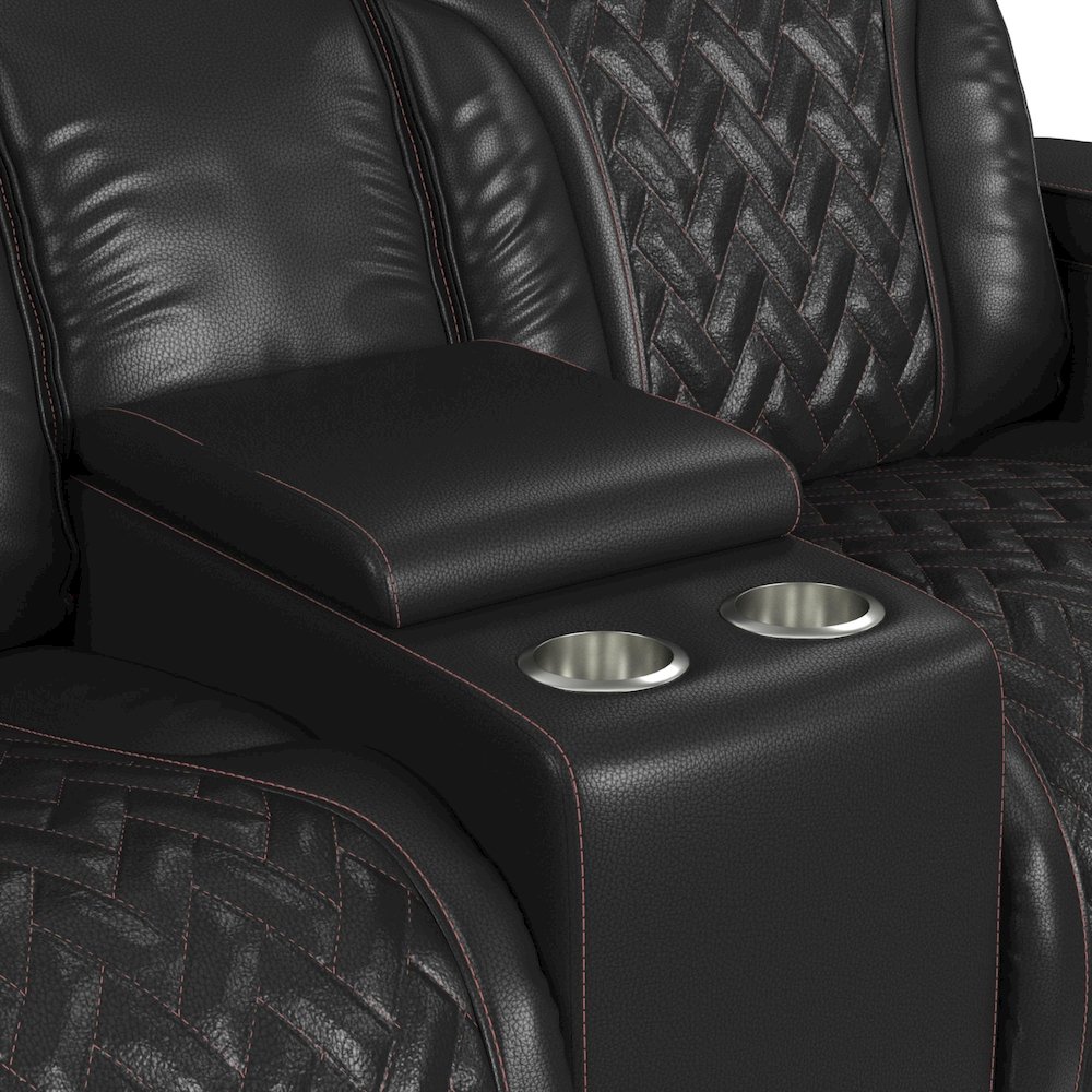 P3 Loveseat with LED, wireless charger pocket and Console in Jett Black. Picture 7
