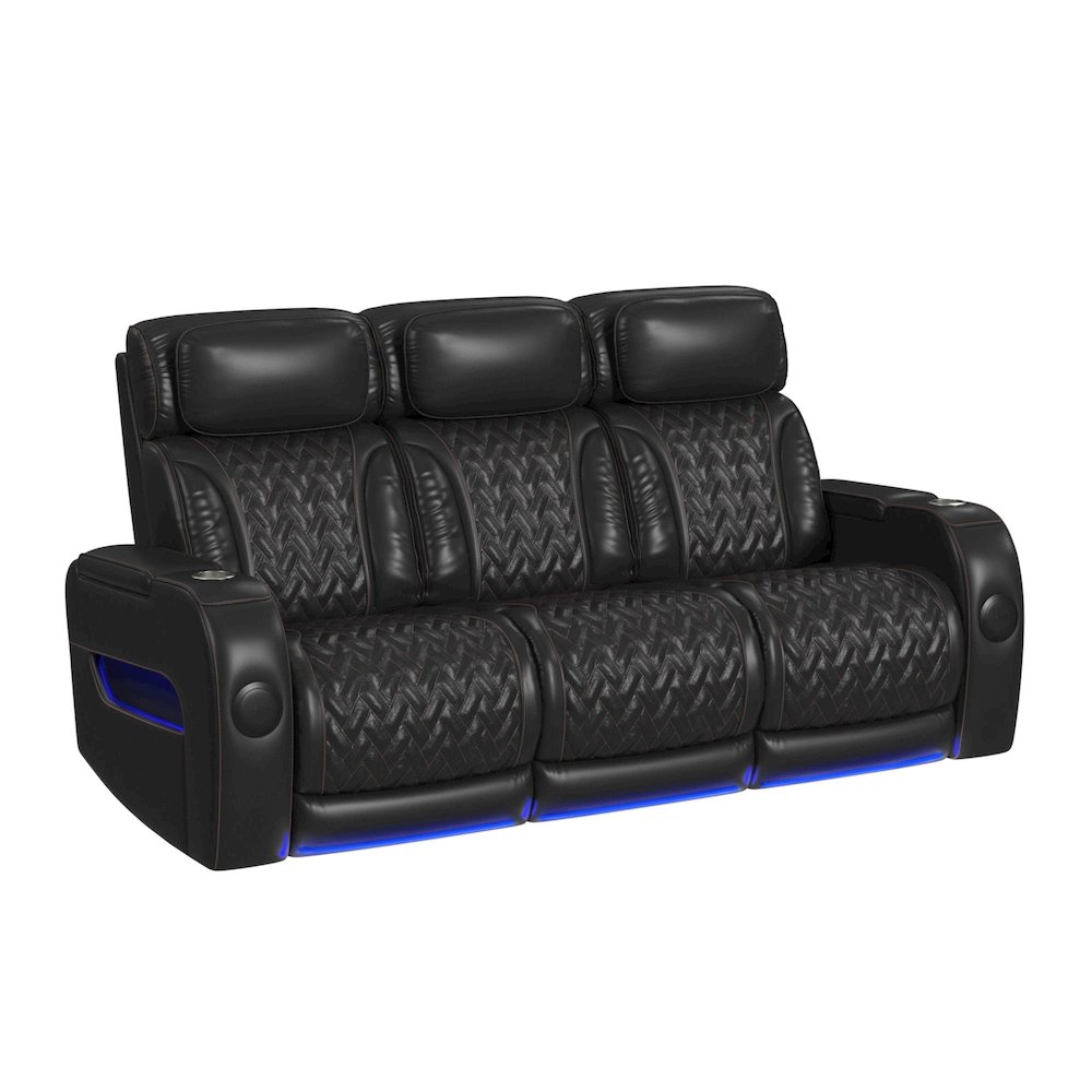 P3 Sofa with I Table, reading light, heat, massage, LED and speaker, Jett Black. Picture 1