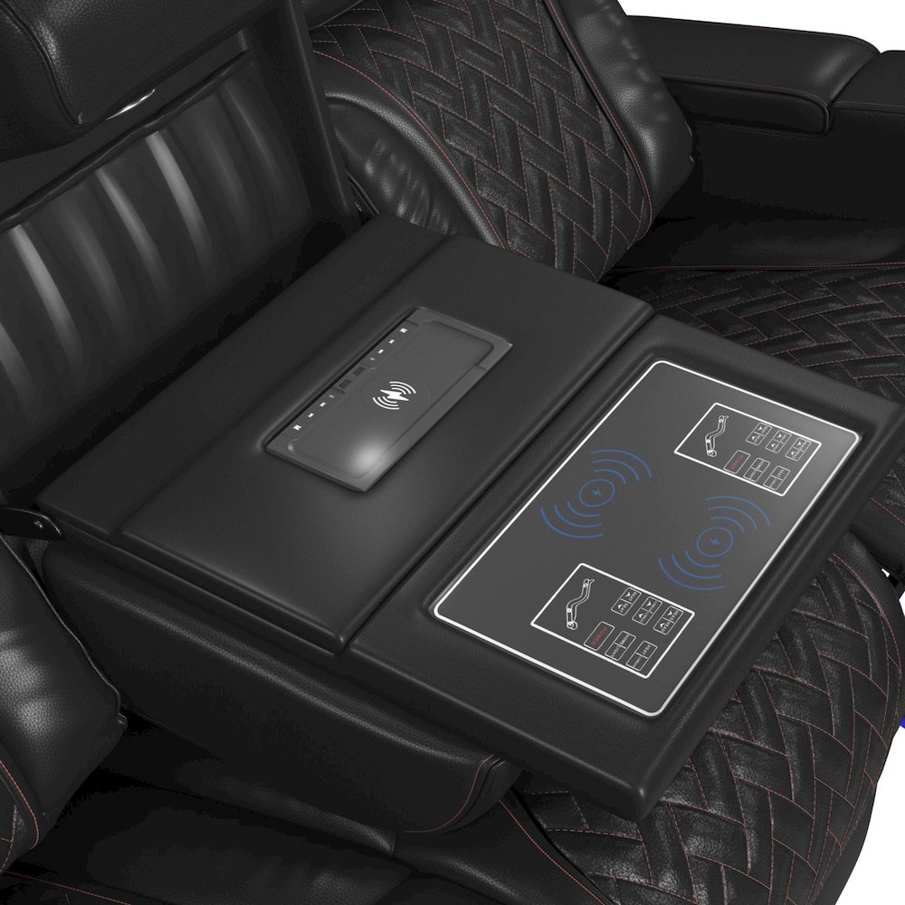 P3 Sofa with I Table, reading light, heat, massage, LED and speaker, Jett Black. Picture 8
