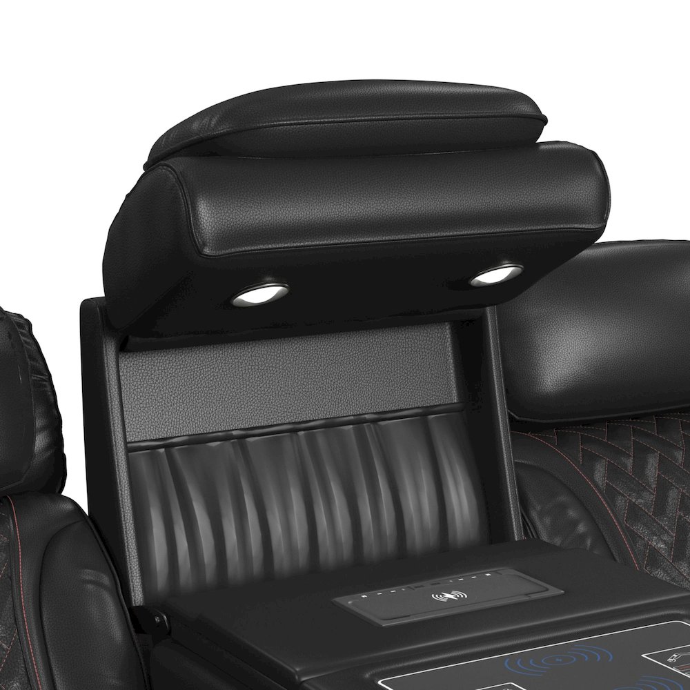 P3 Sofa with I Table, reading light, heat, massage, LED and speaker, Jett Black. Picture 7