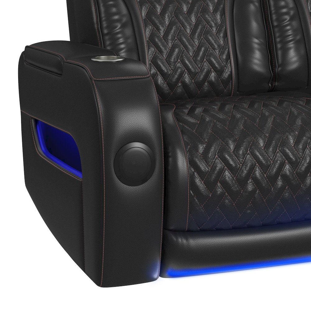 P3 Sofa with I Table, reading light, heat, massage, LED and speaker, Jett Black. Picture 10