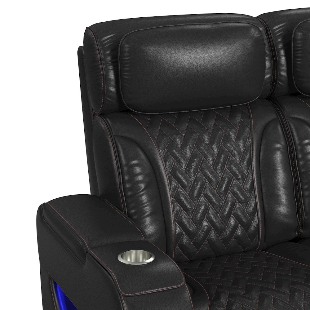 P3 Sofa with I Table, reading light, heat, massage, LED and speaker, Jett Black. Picture 5