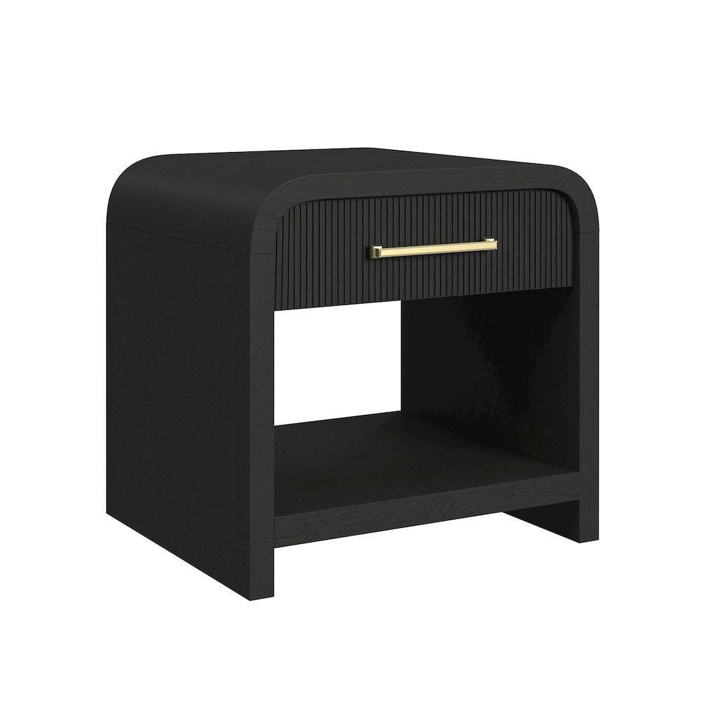 Woodridge End Table with USB in Black with Grain. Picture 1