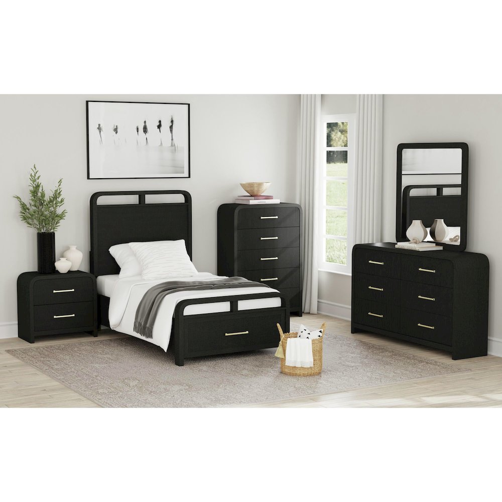 Ridgemont Twin Storage Bed in Black with Grain. Picture 6