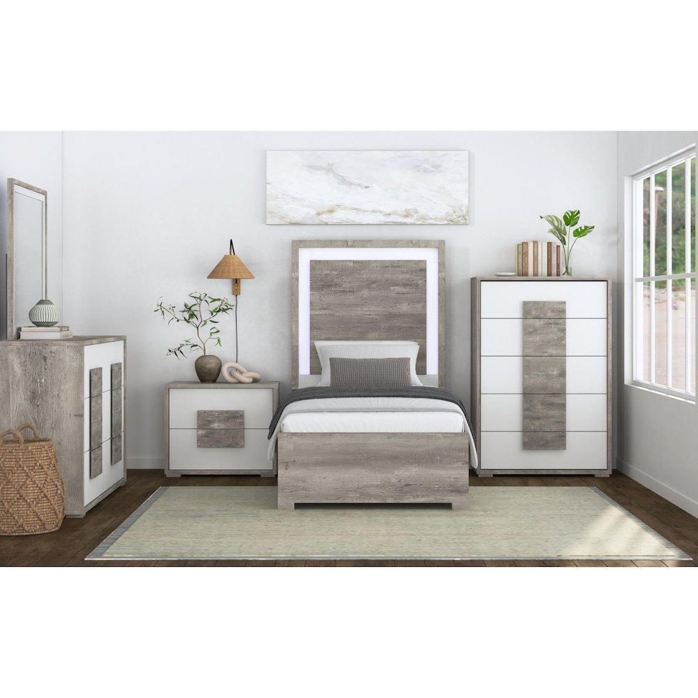 San Matteo Twin Bed with LED in Dual Tone. Picture 6