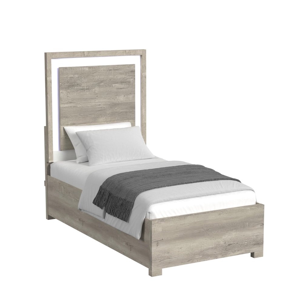 San Matteo Twin Bed with LED in Dual Tone. Picture 1