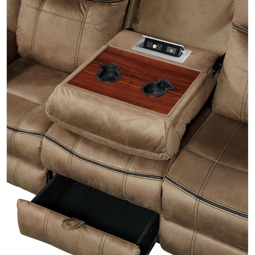 Tasso Motion Sofa with Dropdown in T101 Brown. Picture 9