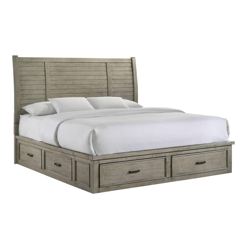 Damen King Storage Bed in Drift Grey. Picture 1