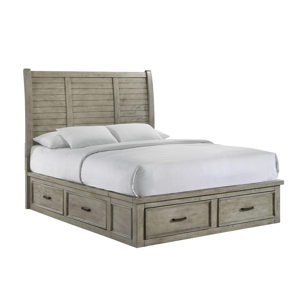 Damen Queen Storage Bed in Drift Grey. Picture 1