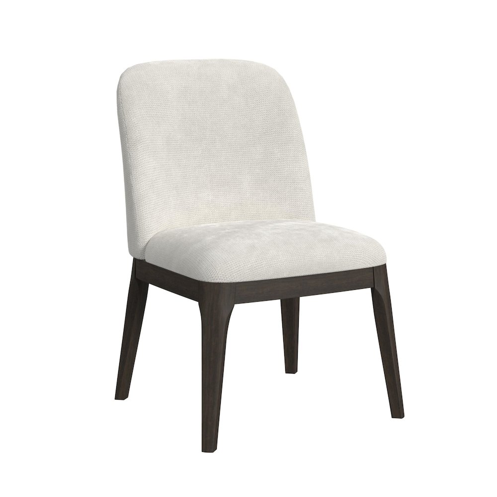 Sylvie Dining Side Chair with White Fabric in Dark Brown (2 Per Carton). Picture 2