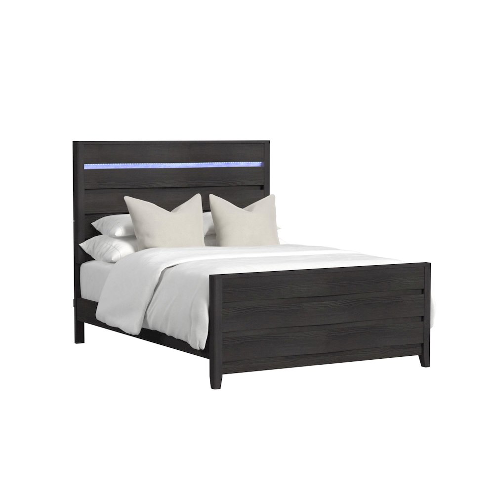 Tobias Full 3PC Bedroom Set with LED in Black. Picture 2