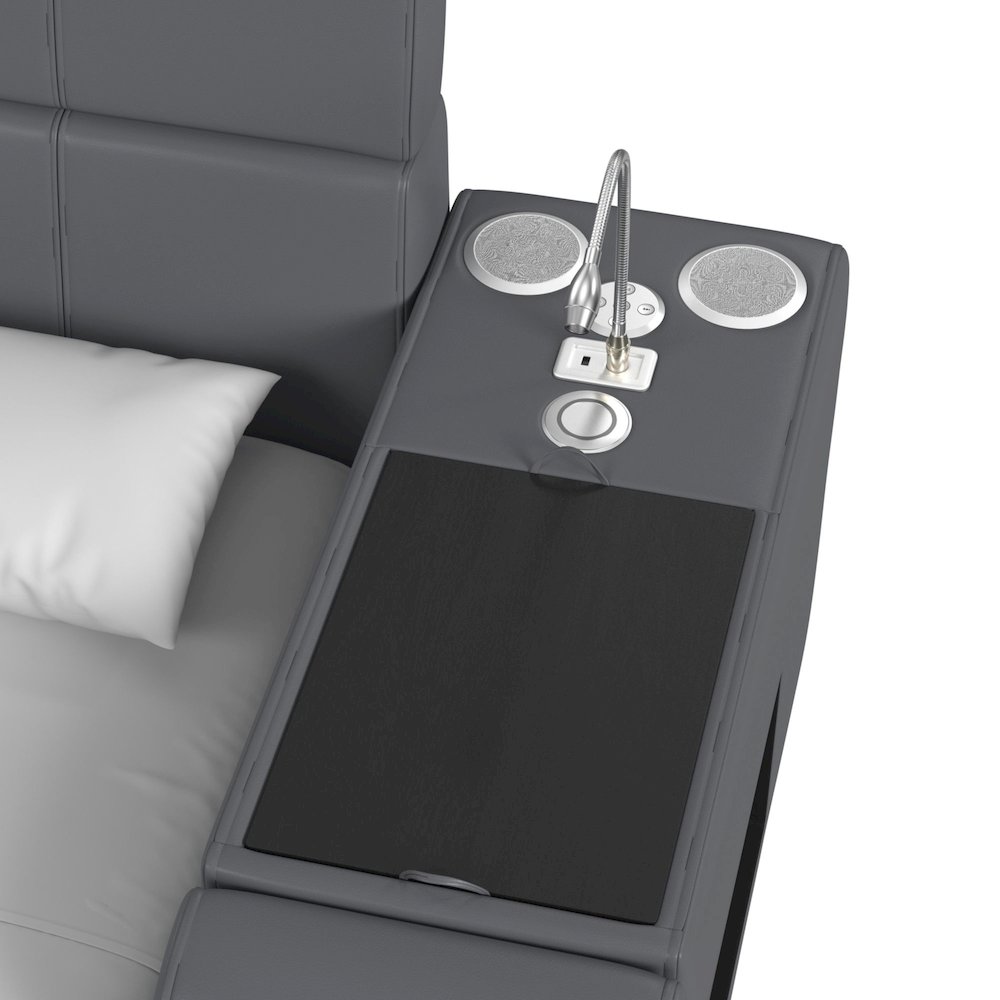 Booker Nightstand with Electronic Features in Grey PU. Picture 6