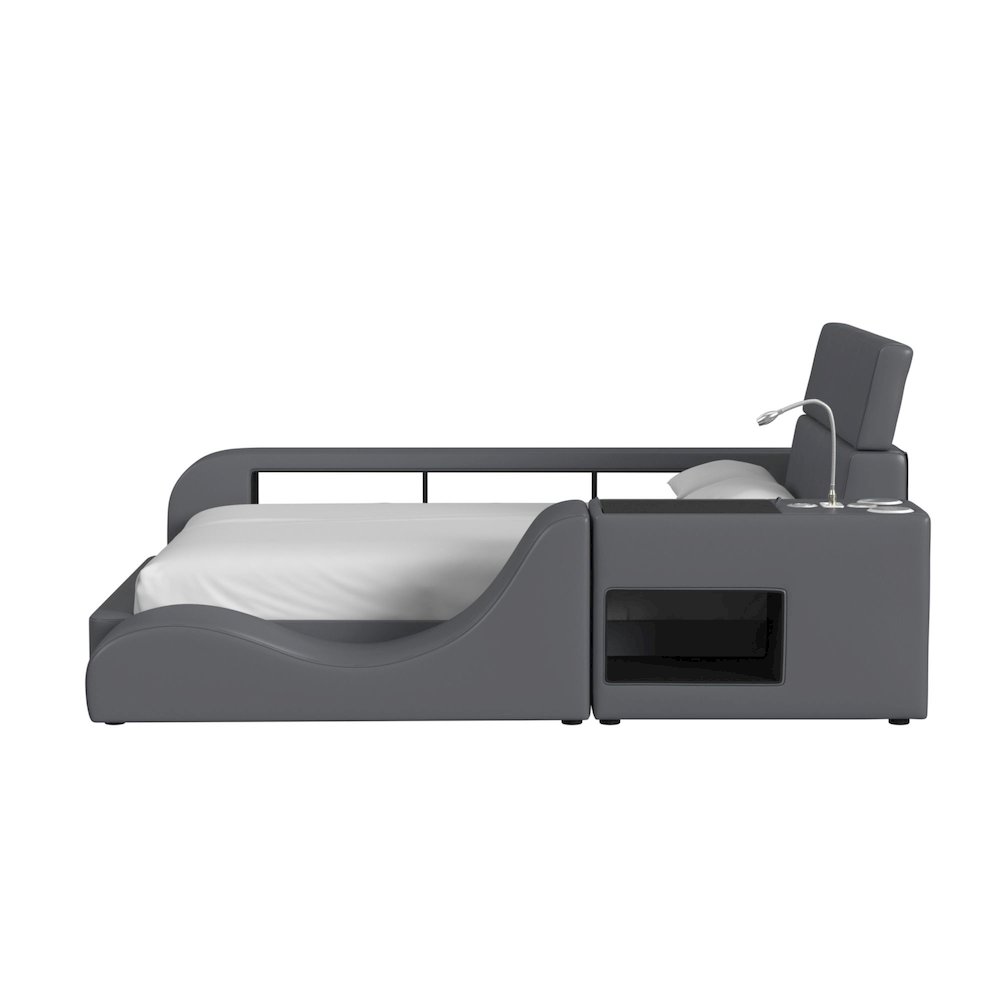 Booker Lounge Chair in Grey PU. Picture 4