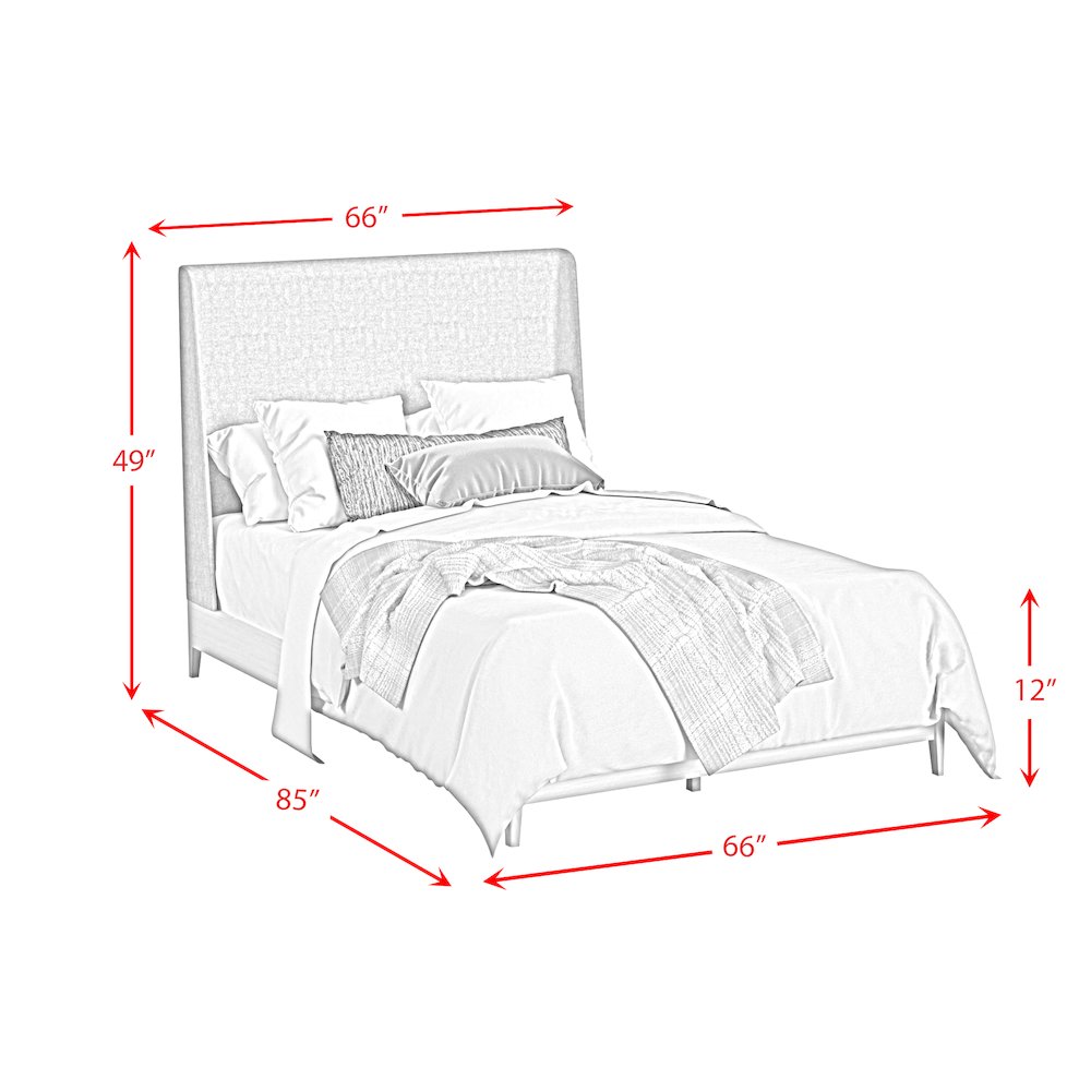 Clare Queen UPH Bed with Grey Fabric in Almond. Picture 7