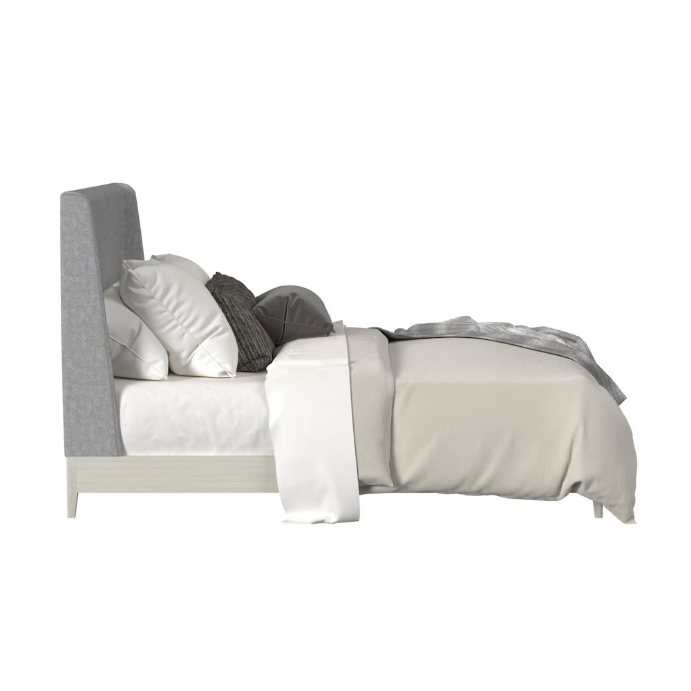 Clare King UPH Bed with Grey Fabric in Almond. Picture 3