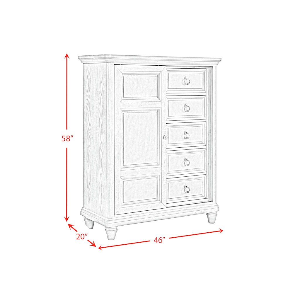 Emiko King Panel 5PC Bedroom Set with Door Chest in Light Grey. Picture 23