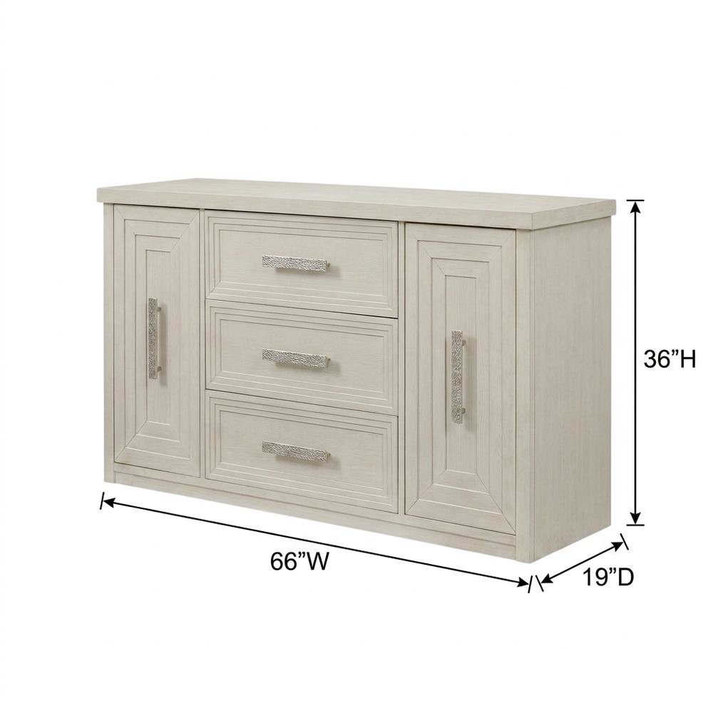 Oak Buffet Cabinet Sideboard with Storage, Credenza, Dining Room, Antique White. Picture 4