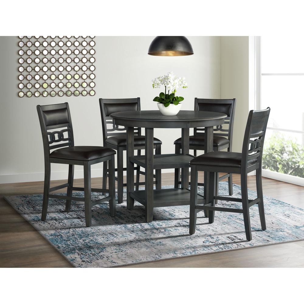 Taylor Counter Height Faux Leather Side Chair Set in Gray. Picture 2