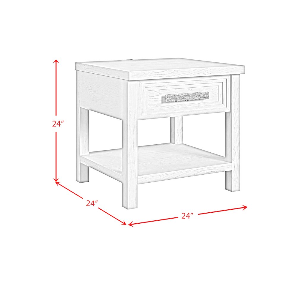 Avalanche End Table with USB in Antique White. Picture 10
